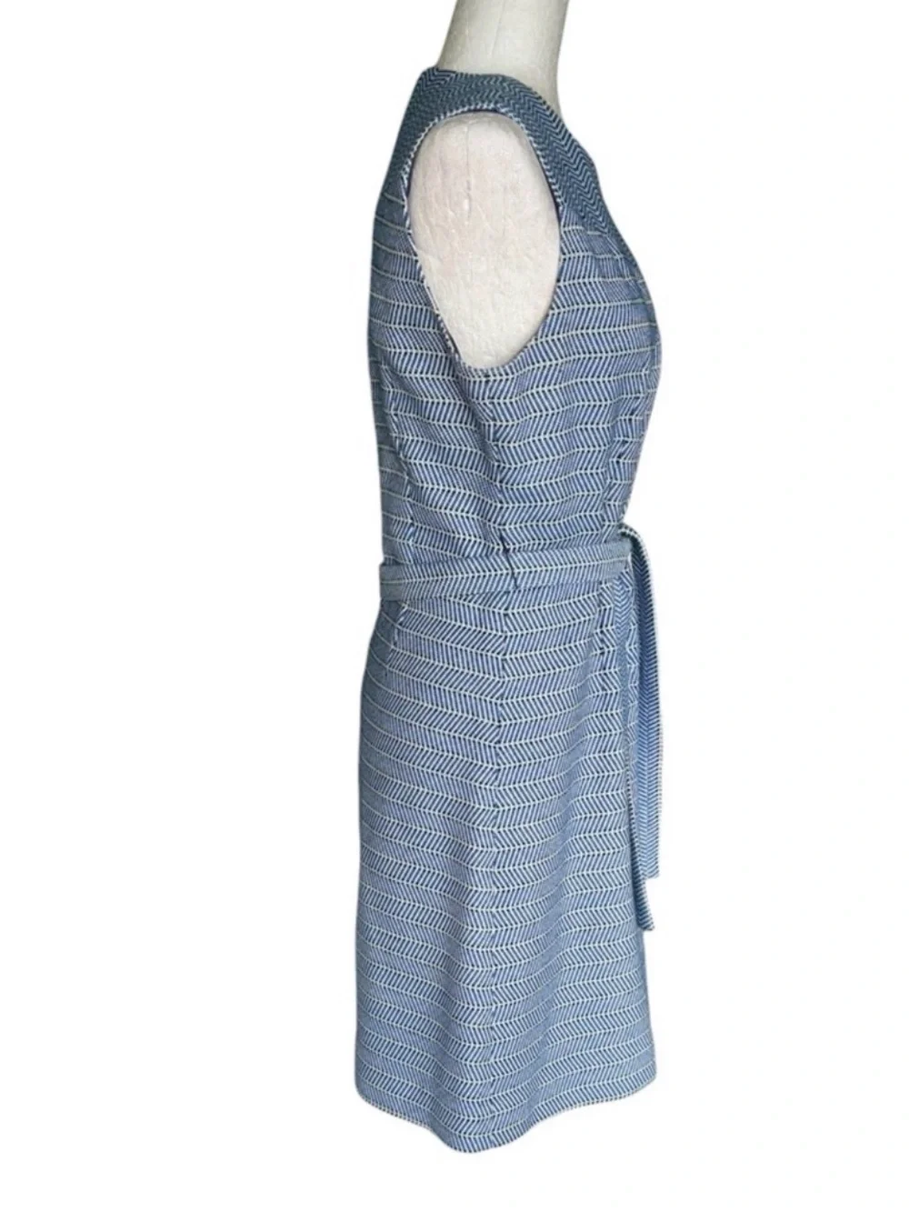 J. Crew Light Blue Sleeveless Belted Shift Dress